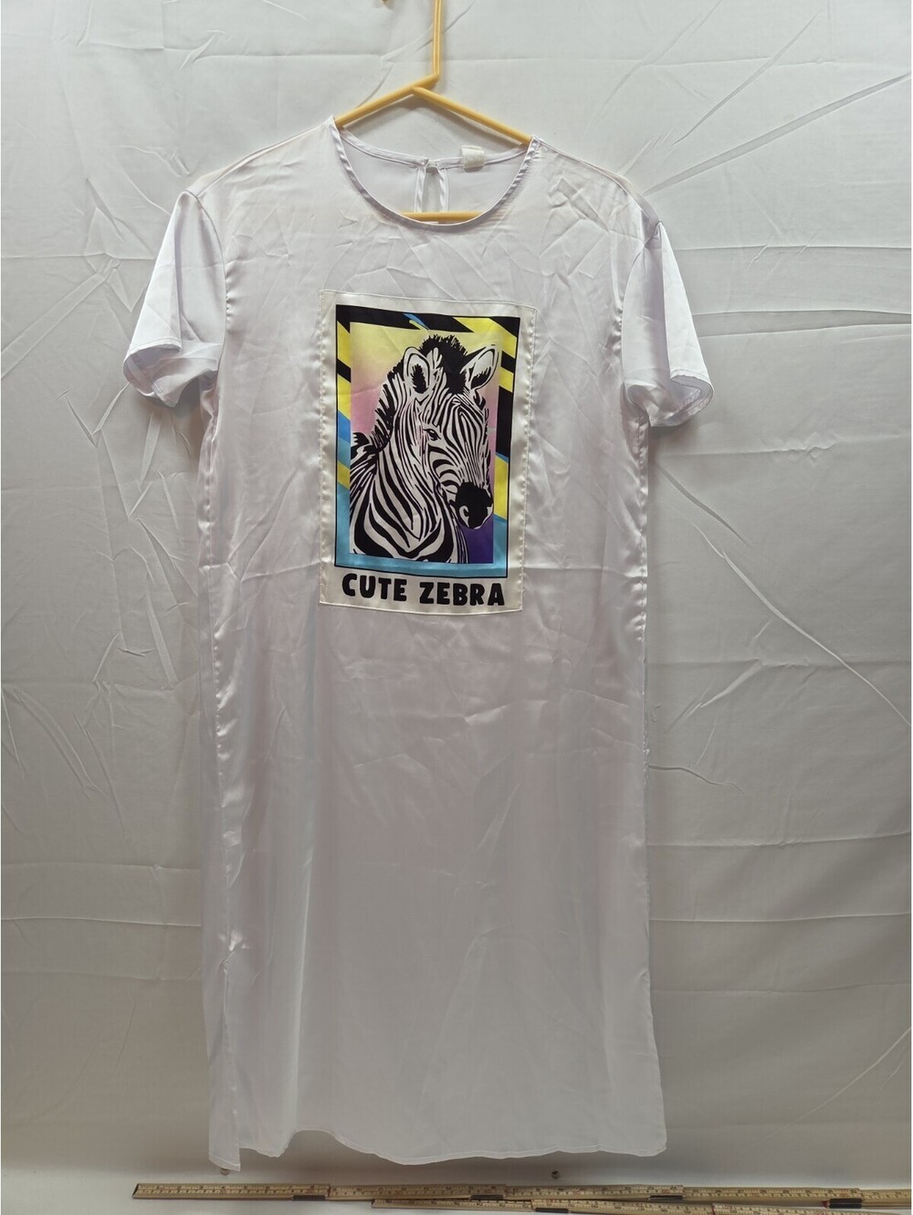girl's white night gown w/zebra graphics by SheIn size 11/12Y